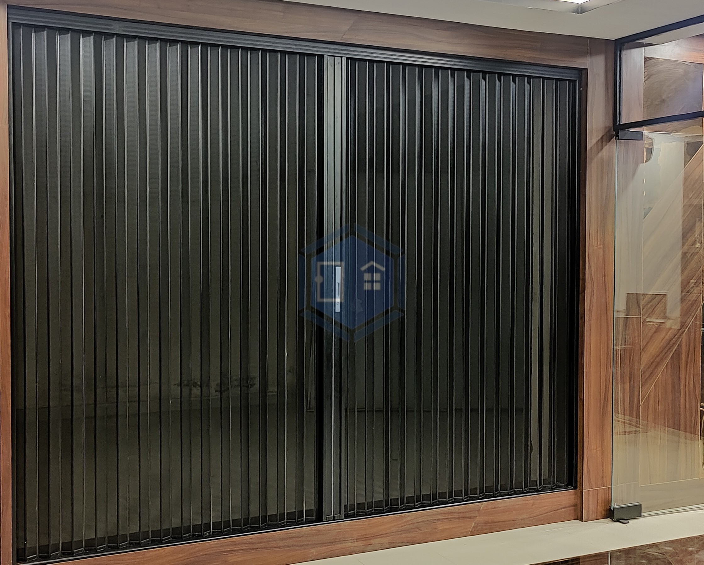Sliding security door with mesh
